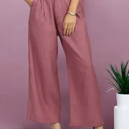 FITHUB Women Straight Fit Mid-Rise Parallel Trousers-picture-0