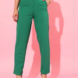 STREET 9 Women Green Solid Trousers-image-8
