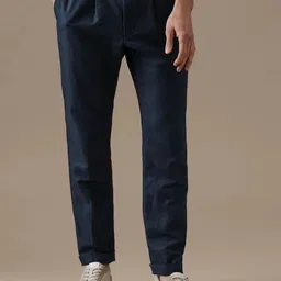Marks & Spencer Men Mid-Rise Cotton Linen Trousers-picture-35