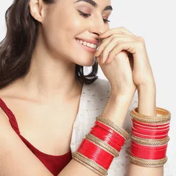 Peora Red Set of 2 Handmade Bangles-picture-36