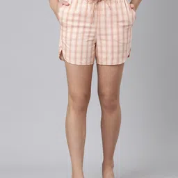 Enamor Checked Cotton Shorts-picture-13