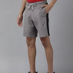 Van Heusen Men Grey Solid Low-Rise Sports Shorts With Side Stripes-picture-11