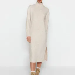 Trendyol Self Design Turtle Neck Sheath Midi Dress-picture-16