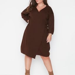 Trendyol Plus Size Ribbed V-Neck Acrylic Wrap Dress-picture-7