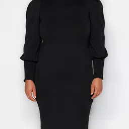 Trendyol High Neck Cuffed Sleeves Sheath Dress-picture-13