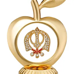 INTERNATIONAL GIFT Gold-Toned Apple Shaped Sikh Religious Symbol Brass Idol Showpiece-image-30