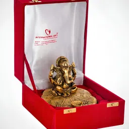 INTERNATIONAL GIFT Gold Toned Ganesh Metal Showpiece With Velvet Box-image-12
