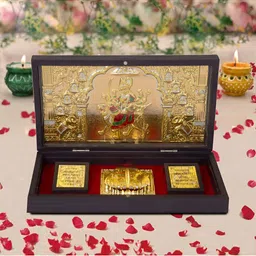 INTERNATIONAL GIFT Gold Toned Durga Maa Idol With Charan Paduka Gift Set-image-41