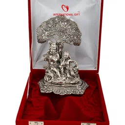 INTERNATIONAL GIFT Silver Toned Radha Krishna Brass Showpiece With Velvet Box-image-87