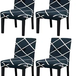 KriShyam Green & White 4 Pieces Printed Chair Covers-picture-39