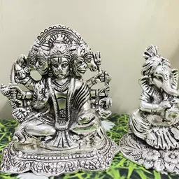 INTERNATIONAL GIFT Silver 2 Pieces Brass 5 Mukhi Hanuman & Ganesha Idols-image-10