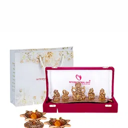 INTERNATIONAL GIFT Gold Toned Ganesh Metal Showpiece With Velvet Box-image-68