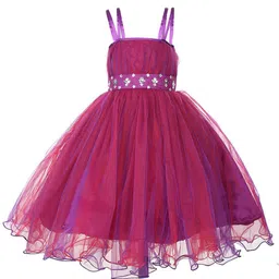 Samsara Couture Girls Magenta Fit and Flare Net Dress-picture-57