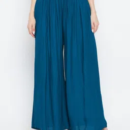 Clora Creation Women Teal Flared Ethnic Palazzos-picture-23