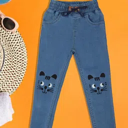 A-Okay Girls Slim Fit High-Rise Cotton Denim Joggers-picture-34
