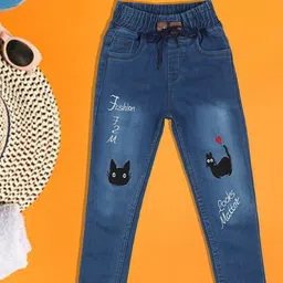 A-Okay Girls Faded Slim Fit High-Rise Denim Joggers-picture-11