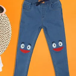 A-Okay Girls Slim Fit High-Rise Printed Travel Features Denim & Cotton Trousers-picture-22