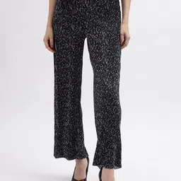 ELLE Women Animal Printed Flared High-Rise Regular Trousers-picture-29