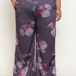 Amydus Women Plus Size Floral Printed Flared High-Rise Parallel Trousers-picture-34