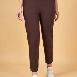 Honey by Pantaloons Women Mid-Rise Plain Cotton Cropped Trousers-picture-23