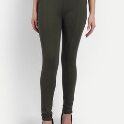Next One Women Olive Green Slim Fit High-Rise Trousers-picture-23