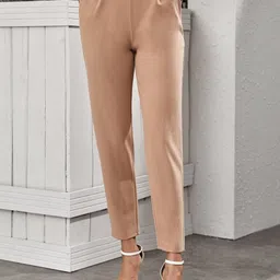 BAESD Women Solid Tapered Fit Mid-Rise Regular Length Formal Trousers-picture-39