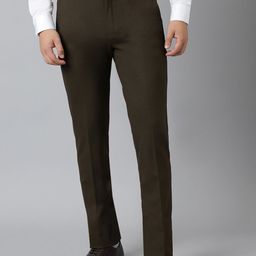 SUBTRACT Men Olive Green Slim Fit Wrinkle Free Formal Trousers-picture-26