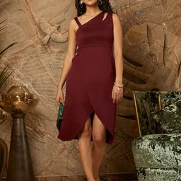 PINACOLADA Asymmetric Neck Sleeveless Sheath Dress-picture-15