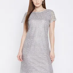 BAESD Floral Embroidered Net Sheath Dress-image-49