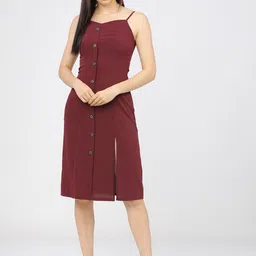 Tokyo Talkies Maroon Sheath Dress-image-9