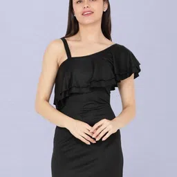 NUEVOSDAMAS One Shoulder Sheath Dress-picture-42