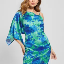 GUESS Women Floral Printed One Shoulder Flared Sleeves Sheath Dress-picture-35