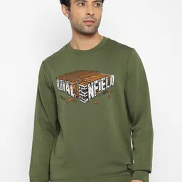 Royal Enfield Men Olive Green Printed Sweatshirt image 1