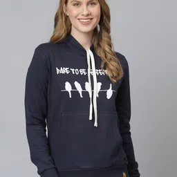 Campus Sutra Women Blue Printed Hooded Sweatshirt-picture-39