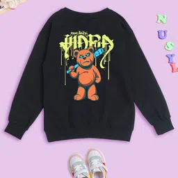 NUSYL Kids Graphic Printed Oversized Fleece Sweatshirt-picture-37
