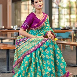 HERE&NOW Ethnic Motifs Printed Pure Cotton Saree-picture-13