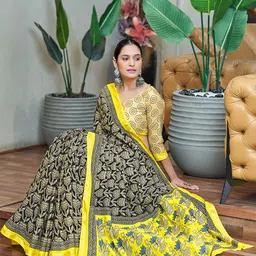 HERE&NOW Ajrak Block Pure Cotton Bagru Saree-picture-13