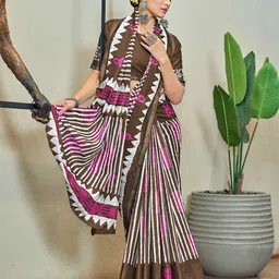 HERE&NOW Printed Pure Cotton Bagru Saree-picture-39