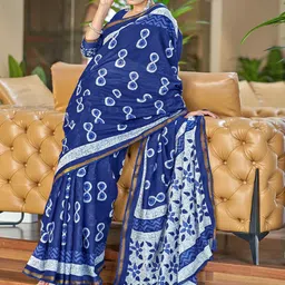 HERE&NOW Floral Printed Pure Cotton Bagru Saree-picture-33