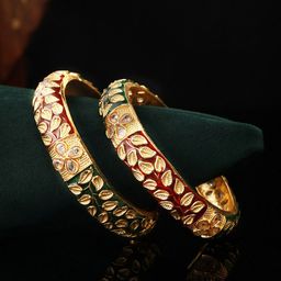 Priyaasi Set of 2 Gold-Plated Stone-Studded Bangles-picture-8