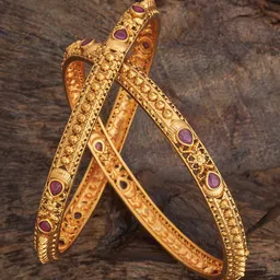 Kushal's Fashion Jewellery Set Of 2 Gold-Plated Stone-Studded Bangles-picture-33