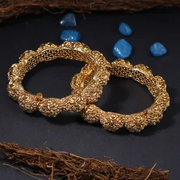 Adwitiya Collection Set of 2 24KT Gold-Plated Bangles-picture-45