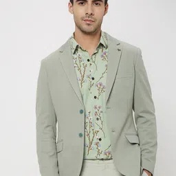 Mufti Notched Lapel Slim Fit Single Breasted Blazers-picture-30