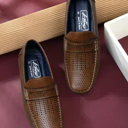 knoos Men Laser Cuts Penny Loafers image 1