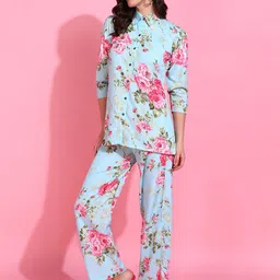 Rudraaksha Creations Printed Collar Shirt With Trousers Co-Ords-picture-17