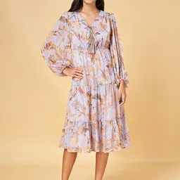 Honey by Pantaloons Floral Printed Puff Sleeves Tiered Fit & flare Dress-picture-34