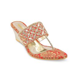 Mochi Woman Red Embellished Suede Sandals-picture-35