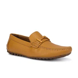 ROSSO BRUNELLO Men Mustard Textured Leather Loafers-image-86