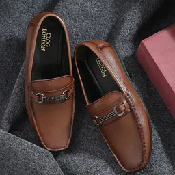 CLOG LONDON Men Leather Square Toe Loafers image 1