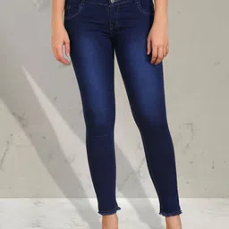 A-Okay Girls Slim Fit High-Rise Dark Shade Heavy Fade Clean Look Stretchable Jeans-picture-28